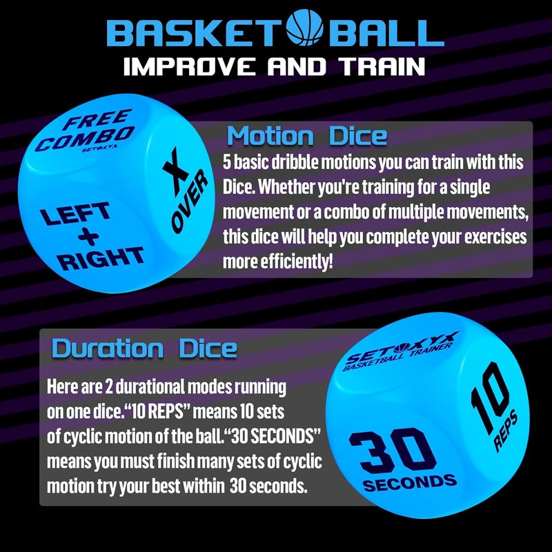 SETOXYX Basketball Dribble Skills Dice Set - Training Equipment - Basketball Gift for Boys.Dribble Skills Training for Beginner and Party Favors - Image 2